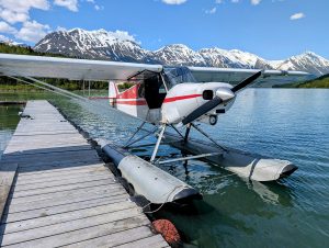 A Super Cub 150 at the AKFR dock. It's on Edo 2000 straight floats.