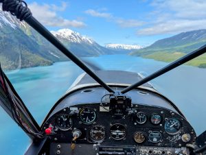 The view I've been daydreaming about my entire life. Cruising down Kenai Lake at 500' in a Super Cub on floats :-)